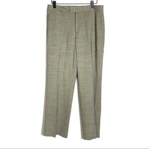 Ellen Tracy wool blend olive green and cream tweed mid rise dress pants size 8